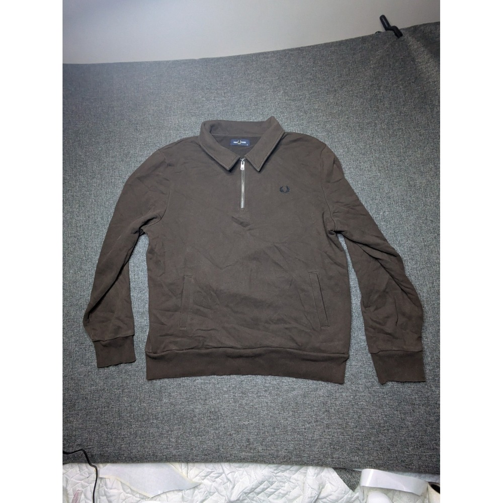 Fred Perry Long Sleeve Polo Shirt Brown XL Mens Embroidered Logo Golf/Business